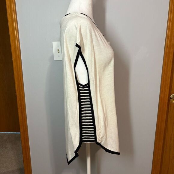 In Cashmere whisper white black stripes cap sleeve lightweight sweater size XL N - Picture 2 of 8